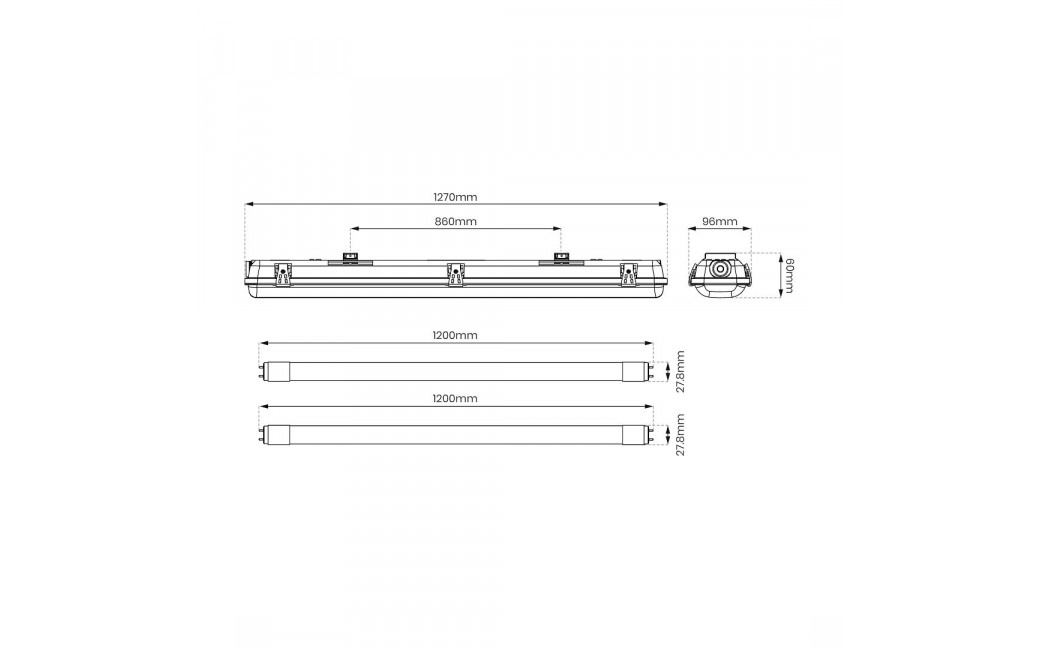 Eko-Light Zestaw Oprawa Hermetyczna 2x120cm + Odbłyśnik + 2x18W 4000K EKH9835