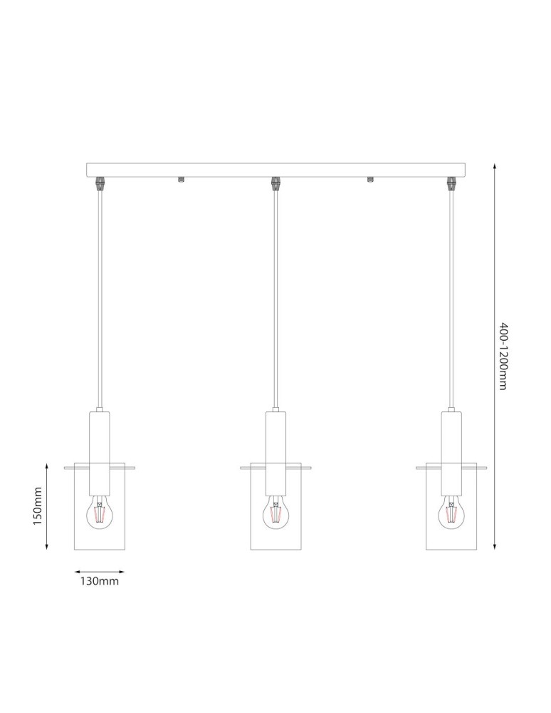 Pendant lamps on a strip - Milagro Arcadia Black 3xE27 pendant lamp ML1819 - product kolory-swiatla.pl 5