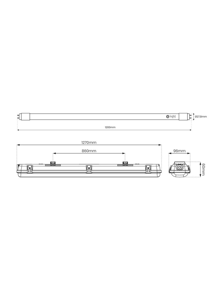 Lighting beams - Eko-Light KIT 2x120cm HERMETIC LED LIGHTING + 2x LED 18W 120CM 3000K EKH2339 - product kolory-swiatla.pl 6