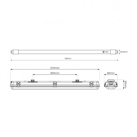 Eko-Light ZESTAW OPRAWA HERMETYCZNA 2x120cm POD ŚWIETLÓWKĘ LED + 2x ŚWIETLÓWKI LED 18W 120CM 3000K EKH2339