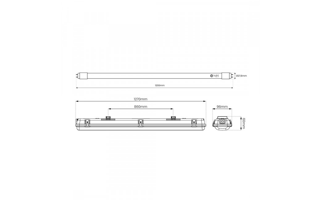Eko-Light ZESTAW OPRAWA HERMETYCZNA 2x120cm POD ŚWIETLÓWKĘ LED + 2x ŚWIETLÓWKI LED 18W 120CM 3000K EKH2339