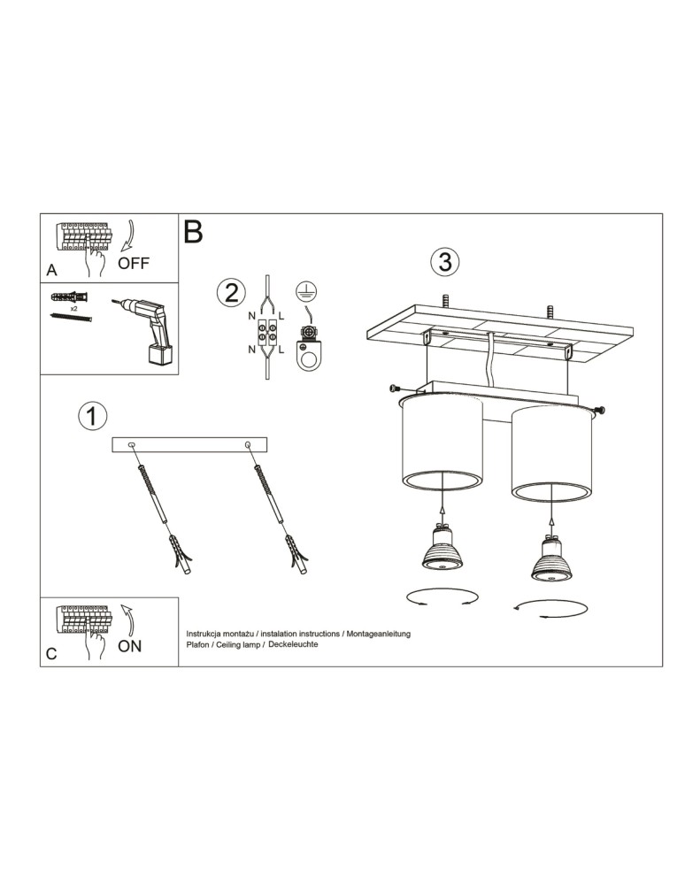 Ceiling lamps - Sollux Plafond ORBIS 2 black SL.0054 - product kolory-swiatla.pl 6