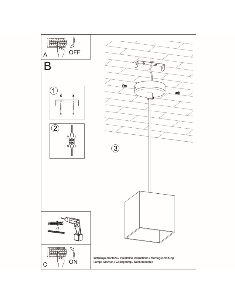 Pendant lamps - Sollux QUAD 1 pendant lamp grey SL.0061 - product kolory-swiatla.pl 6