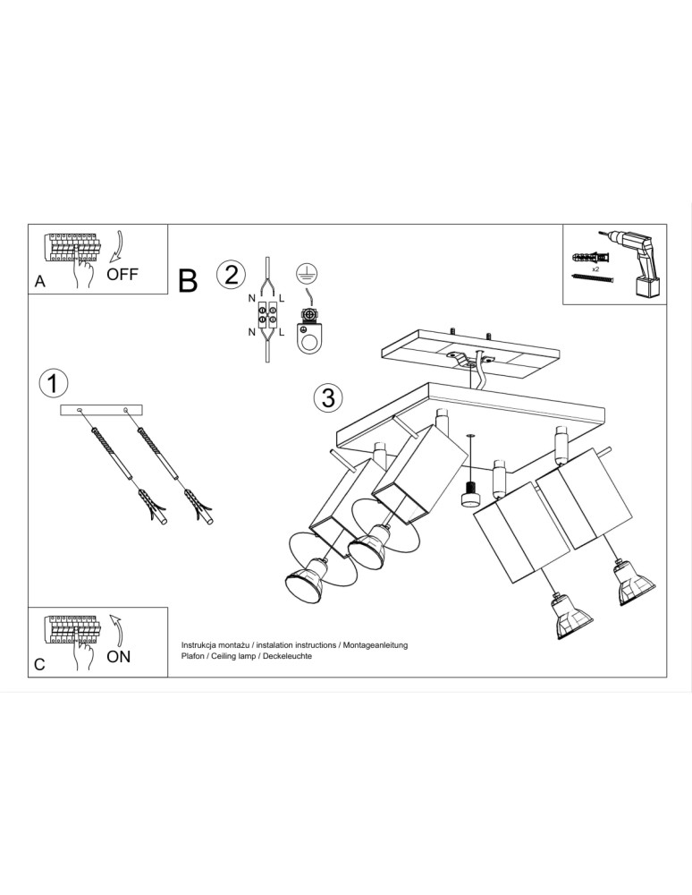 Ceiling lamps - Sollux Plafond MERIDA 4 black SL.0102 - product kolory-swiatla.pl 5