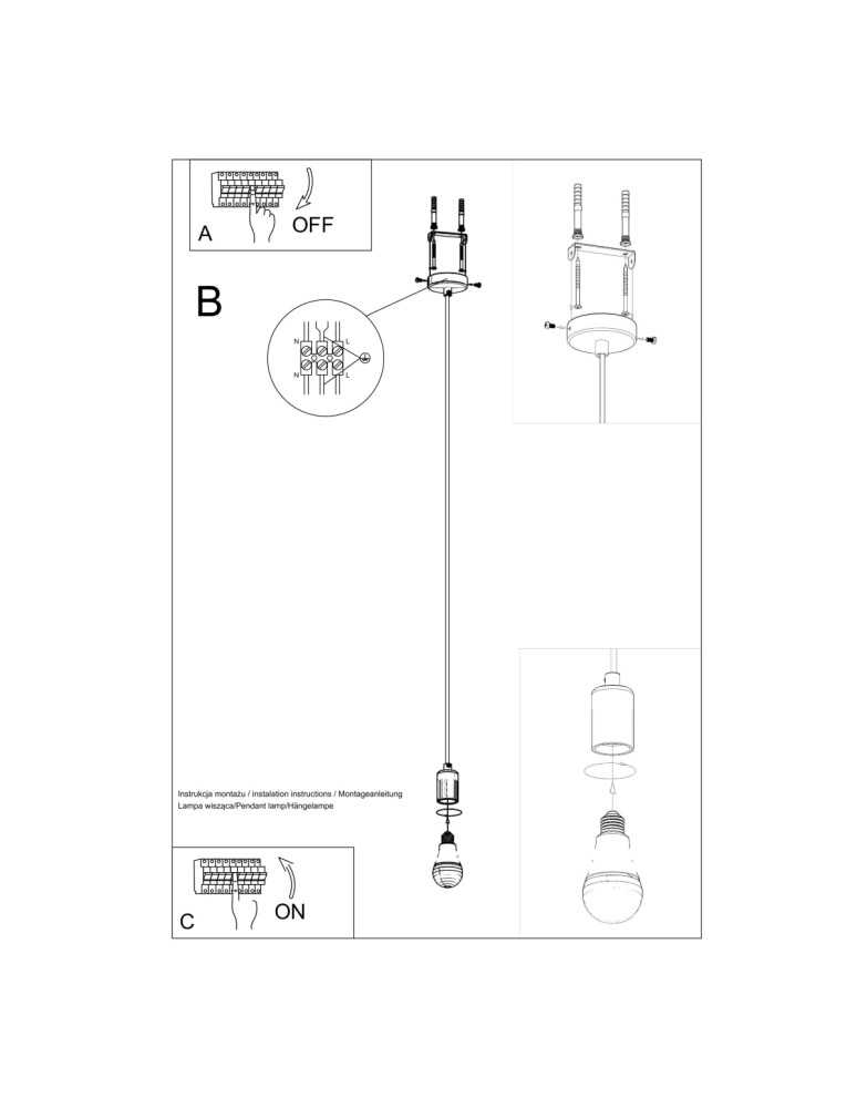Pendant lamps - Sollux EDISON pendant lamp black SL.0152 - product kolory-swiatla.pl 7