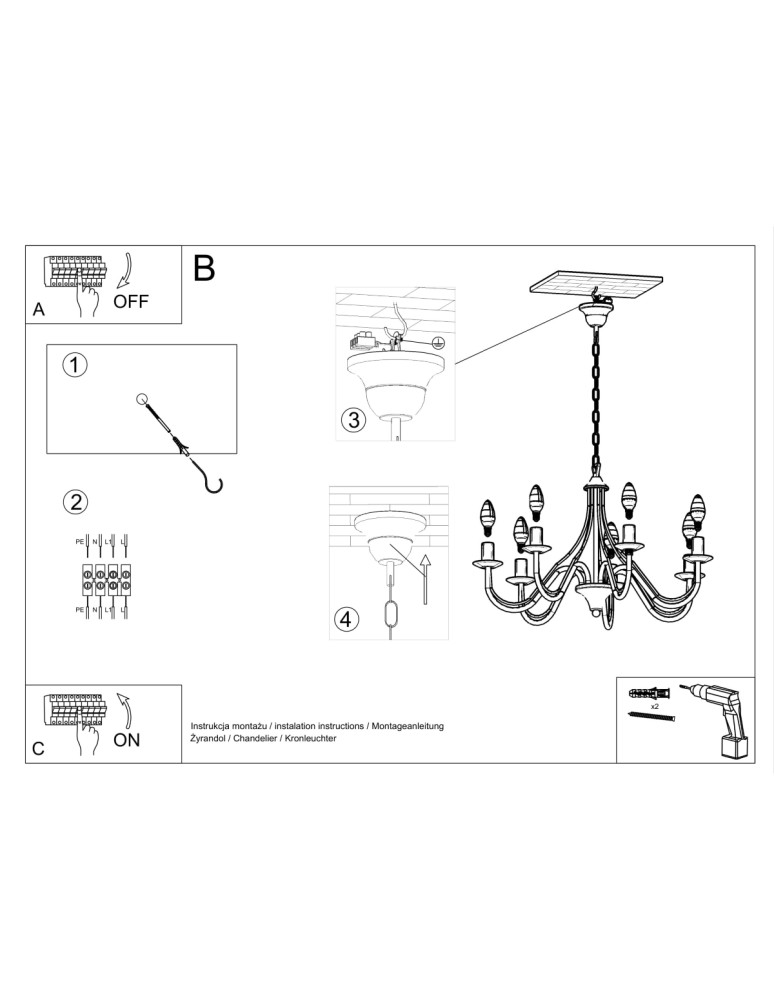 Chandeliers - Sollux Chandelier MINERWA 7 white SL.0215 - product kolory-swiatla.pl 5