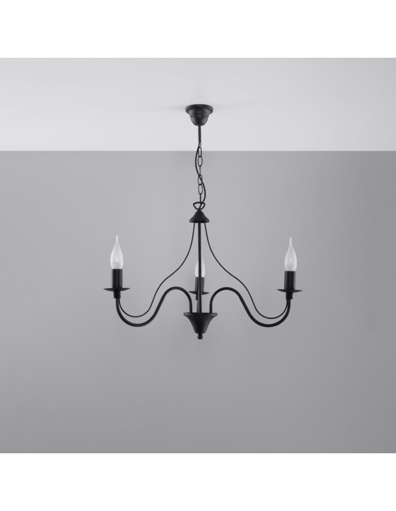 Chandeliers - Sollux Chandelier MINERWA 3 black SL.0217 - product kolory-swiatla.pl 2