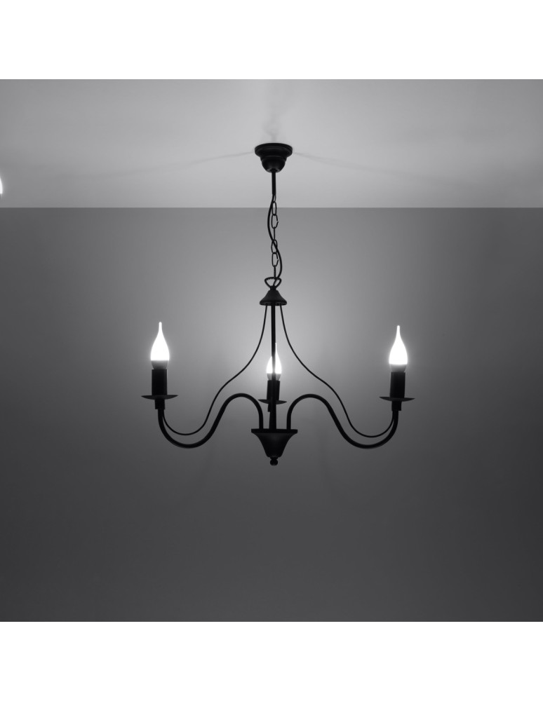 Chandeliers - Sollux Chandelier MINERWA 3 black SL.0217 - product kolory-swiatla.pl 3