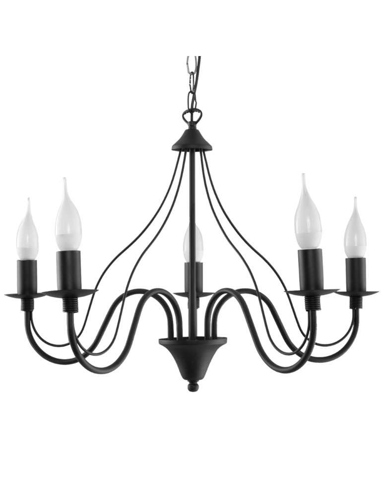 Chandeliers - Sollux Chandelier MINERWA 5 black SL.0218 - product kolory-swiatla.pl 1