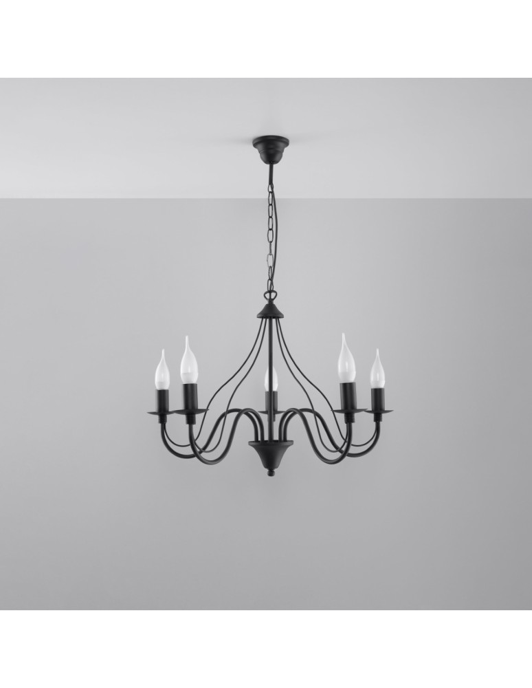 Chandeliers - Sollux Chandelier MINERWA 5 black SL.0218 - product kolory-swiatla.pl 2