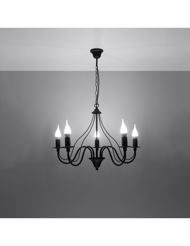 Chandeliers - Sollux Chandelier MINERWA 5 black SL.0218 - product kolory-swiatla.pl 3