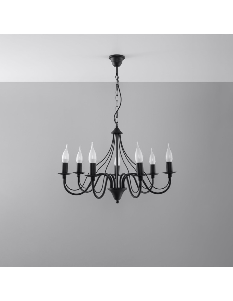Chandeliers - Sollux Chandelier MINERWA 7 black SL.0219 - product kolory-swiatla.pl 2