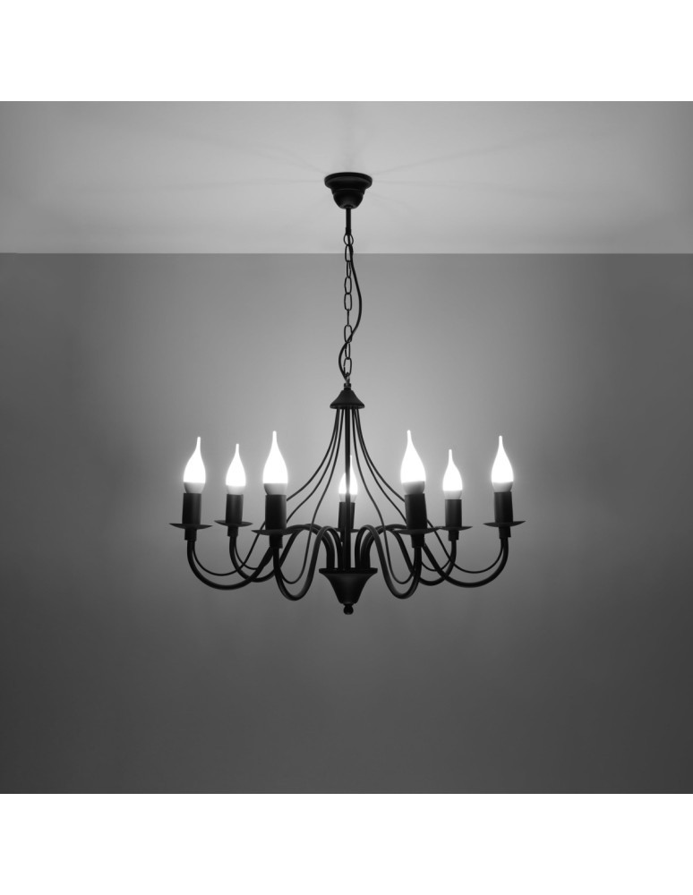 Chandeliers - Sollux Chandelier MINERWA 7 black SL.0219 - product kolory-swiatla.pl 3
