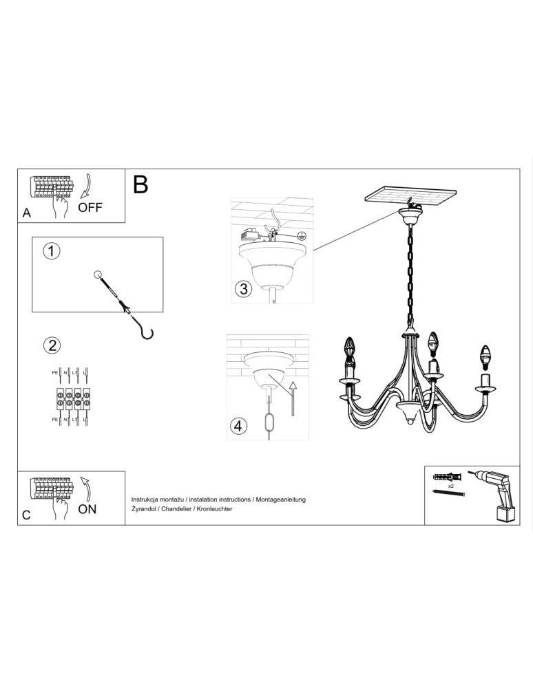 Chandeliers - Sollux Chandelier MINERWA 7 black SL.0219 - product kolory-swiatla.pl 5