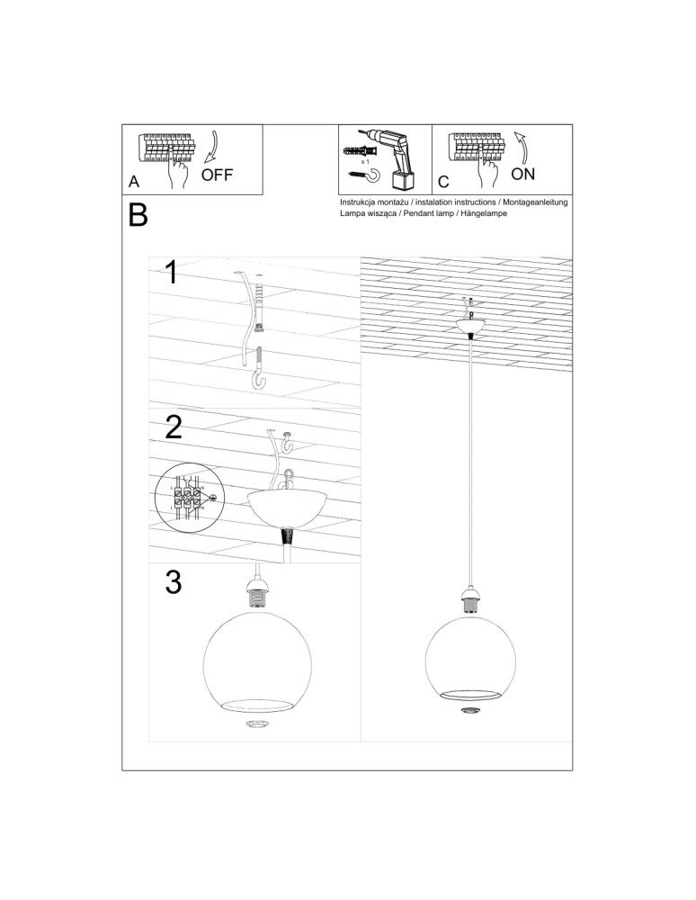 Pendant lamps - Sollux BALL pendant lamp white SL.0256 - product kolory-swiatla.pl 5