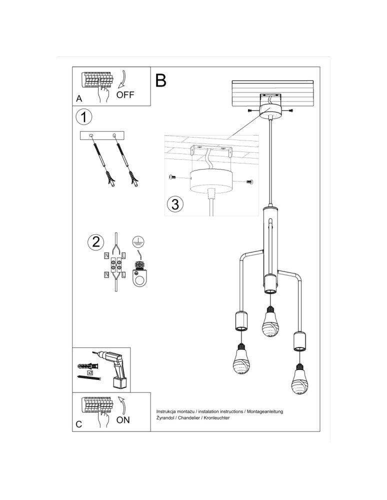 Chandeliers - Sollux DUOMO 3M Chandelier SL.0302 - product kolory-swiatla.pl 5