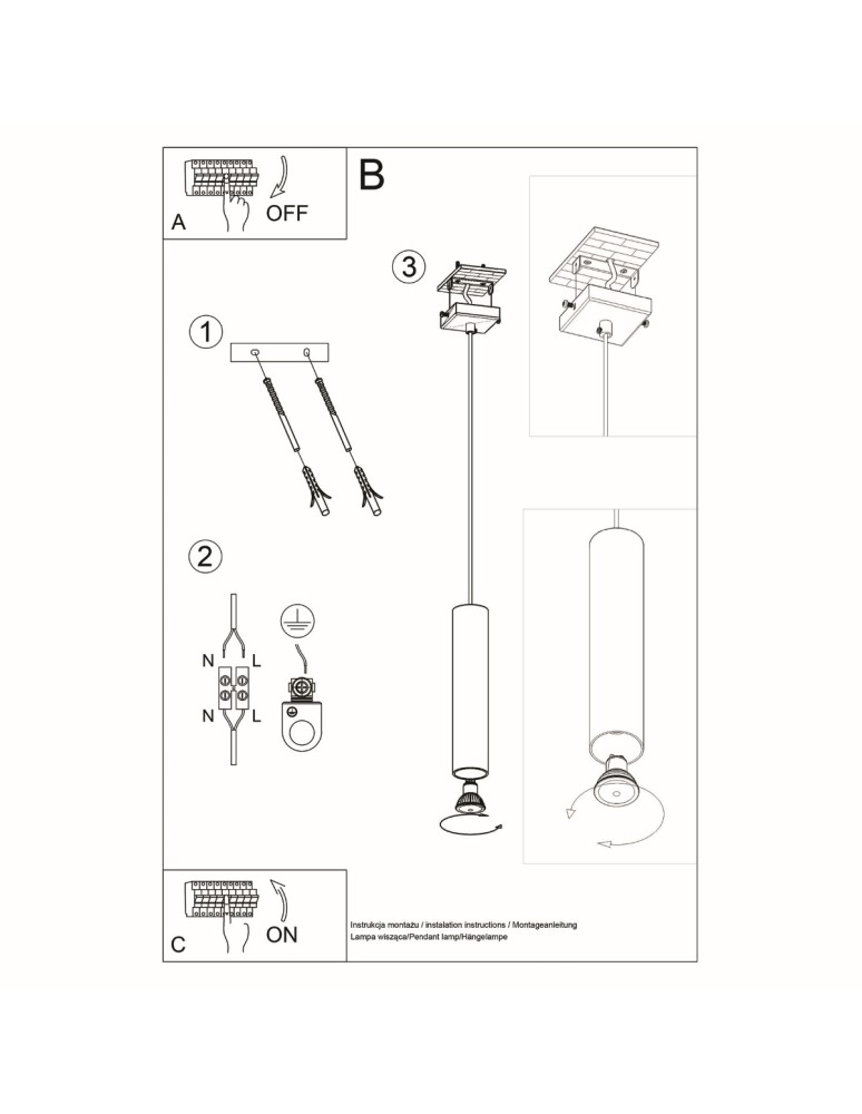 Pendant lamps - Sollux LAGOS 1 pendant lamp black SL.0327 - product kolory-swiatla.pl 5
