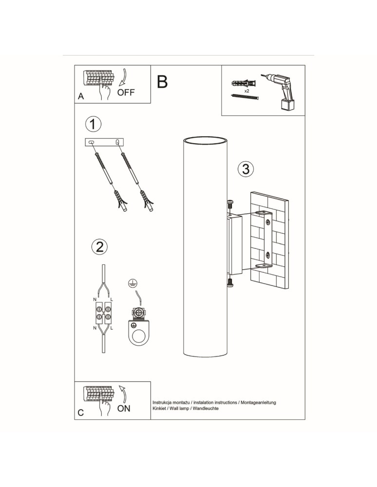 Wall lamps - Sollux Wall lamp LAGOS 2 black SL.0330 - product kolory-swiatla.pl 5