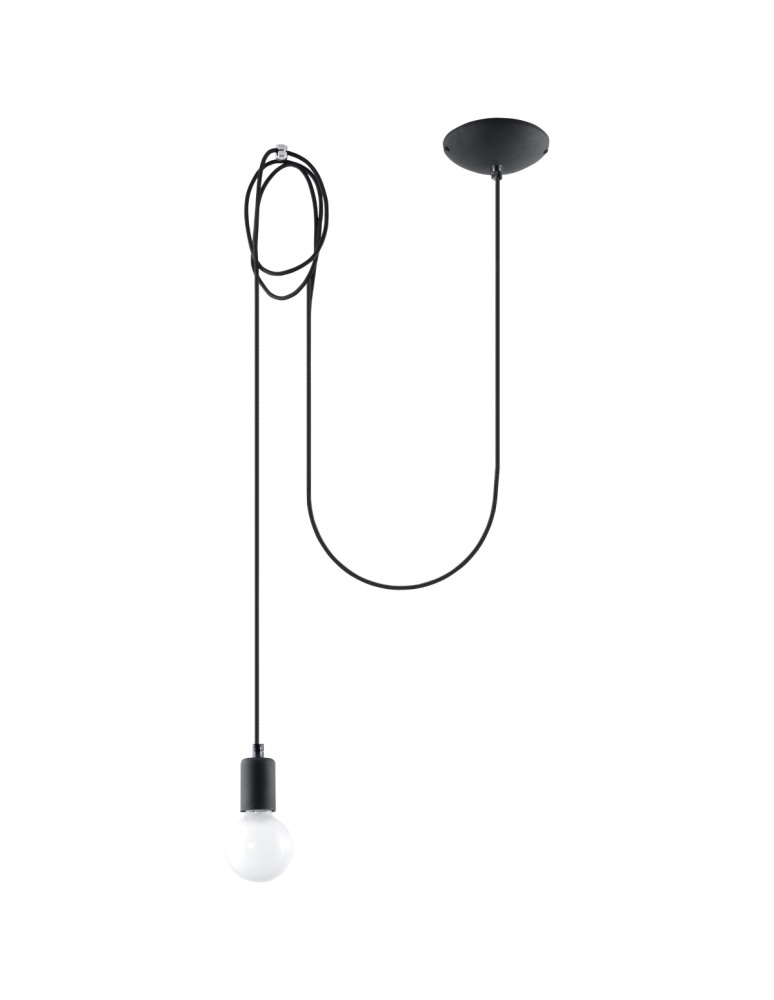 Pendant lamps - Sollux EDISON 1 LONG pendant lamp black SL.0369 - product kolory-swiatla.pl 1