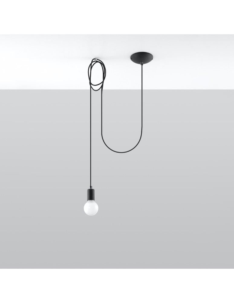 Pendant lamps - Sollux EDISON 1 LONG pendant lamp black SL.0369 - product kolory-swiatla.pl 2
