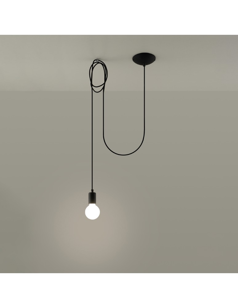 Pendant lamps - Sollux EDISON 1 LONG pendant lamp black SL.0369 - product kolory-swiatla.pl 3