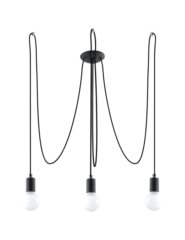 Chandeliers - Sollux Chandelier EDISON 3 black SL.0370 - product kolory-swiatla.pl 1