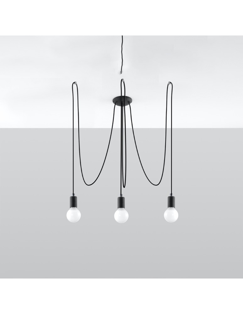 Chandeliers - Sollux Chandelier EDISON 3 black SL.0370 - product kolory-swiatla.pl 2