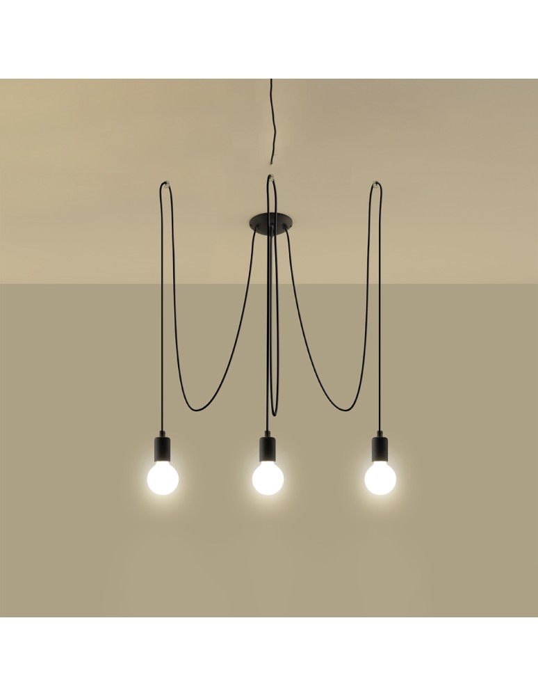 Chandeliers - Sollux Chandelier EDISON 3 black SL.0370 - product kolory-swiatla.pl 3