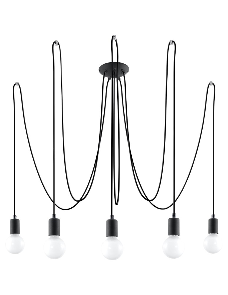 Chandeliers - Sollux Chandelier EDISON 5 black SL.0371 - product kolory-swiatla.pl 1