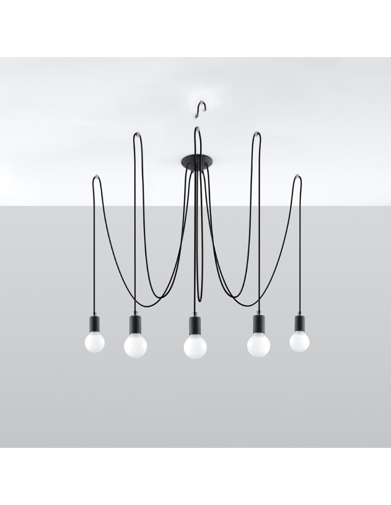 Chandeliers - Sollux Chandelier EDISON 5 black SL.0371 - product kolory-swiatla.pl 2