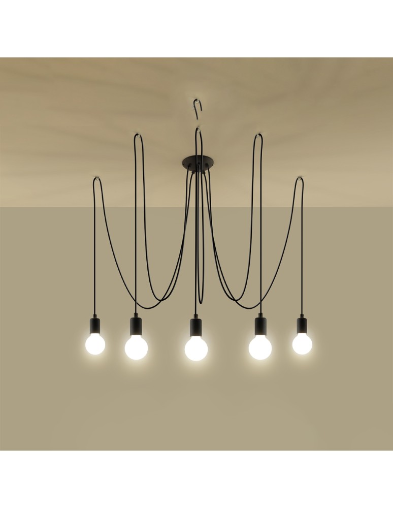Chandeliers - Sollux Chandelier EDISON 5 black SL.0371 - product kolory-swiatla.pl 3