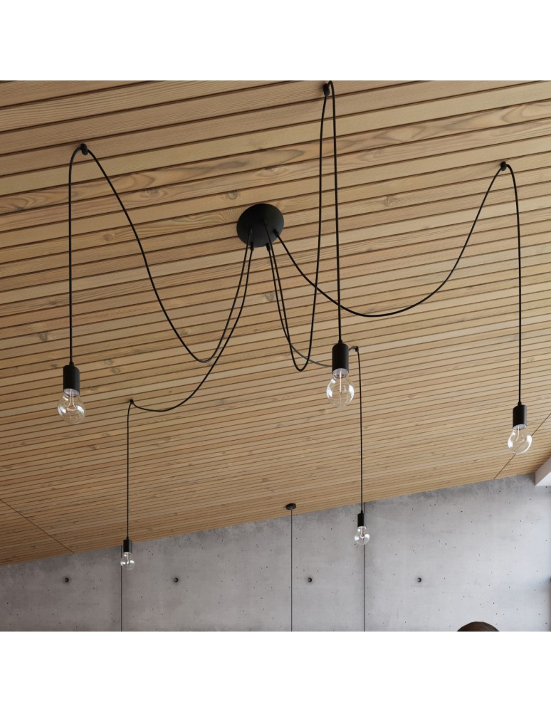 Chandeliers - Sollux Chandelier EDISON 5 black SL.0371 - product kolory-swiatla.pl 7