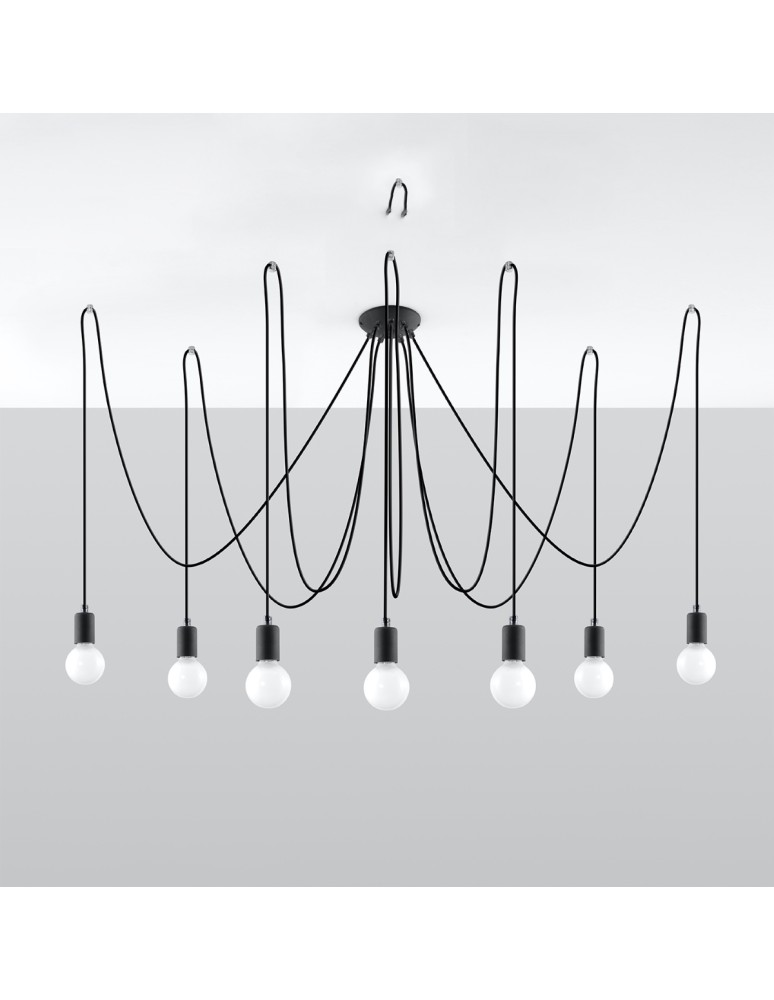 Chandeliers - Sollux Chandelier EDISON 7 black SL.0372 - product kolory-swiatla.pl 2