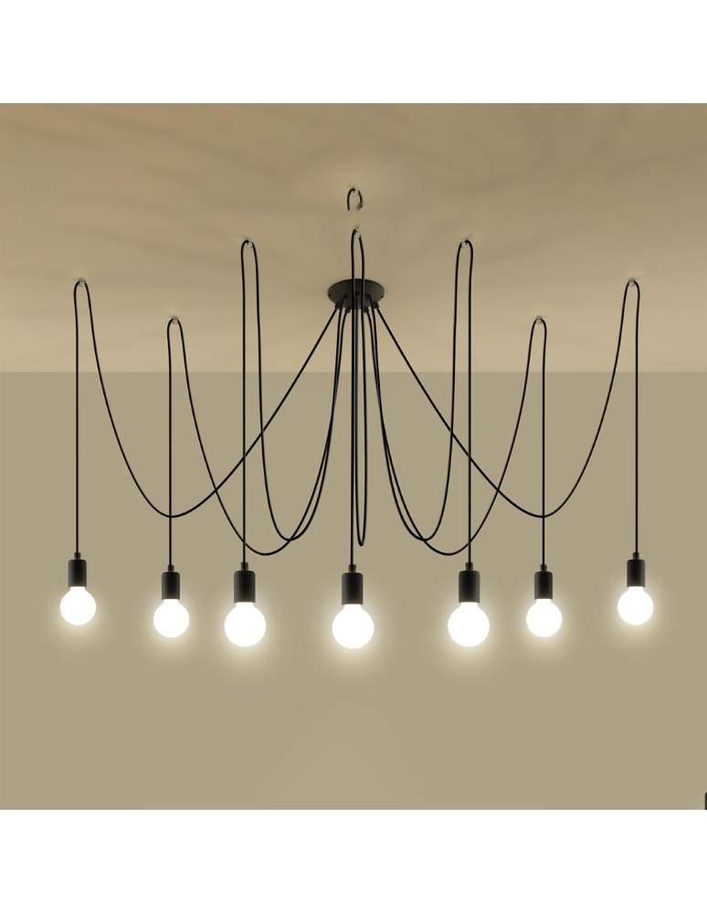 Chandeliers - Sollux Chandelier EDISON 7 black SL.0372 - product kolory-swiatla.pl 3