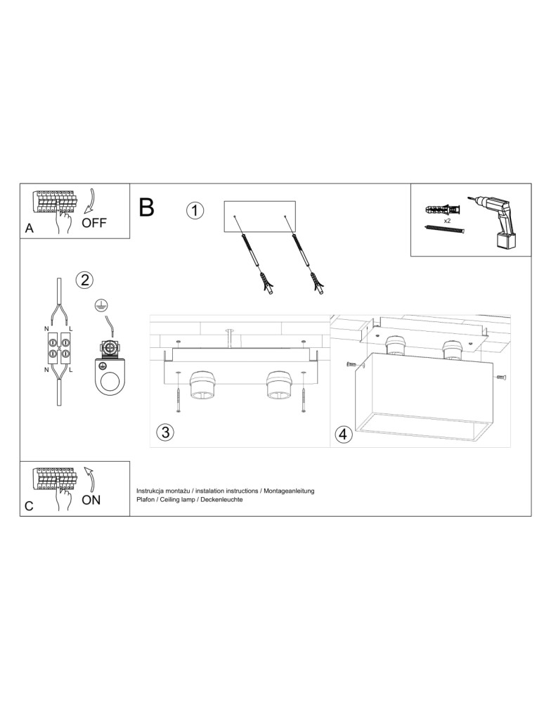 Sollux Plafon QUAD MAXI czarny SL.0381