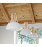 Sollux Lampa wisząca CASCO biała/naturalne drewno SL.0388