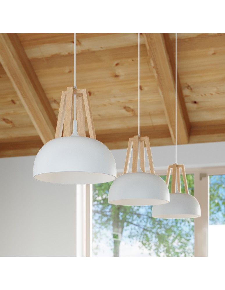 Sollux Lampa wisząca CASCO biała/naturalne drewno SL.0388