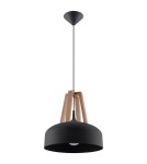 Sollux Lampa wisząca CASCO czarna/naturalne drewno SL.0390