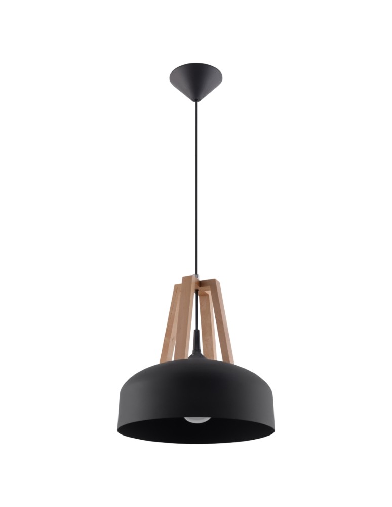 Pendant lamps - Sollux CASCO pendant lamp black/natural wood SL.0390 - product kolory-swiatla.pl 1