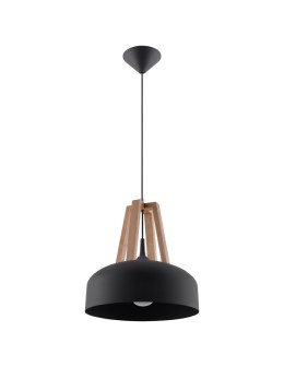 Sollux Lampa wisząca CASCO czarna/naturalne drewno SL.0390