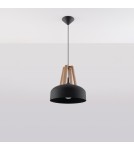 Sollux Lampa wisząca CASCO czarna/naturalne drewno SL.0390