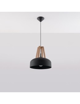 Sollux Lampa wisząca CASCO czarna/naturalne drewno SL.0390 - produkt 2