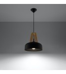 Sollux Lampa wisząca CASCO czarna/naturalne drewno SL.0390