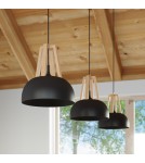 Sollux Lampa wisząca CASCO czarna/naturalne drewno SL.0390