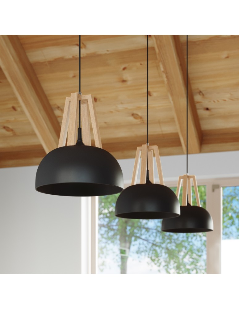 Pendant lamps - Sollux CASCO pendant lamp black/natural wood SL.0390 - product kolory-swiatla.pl 8