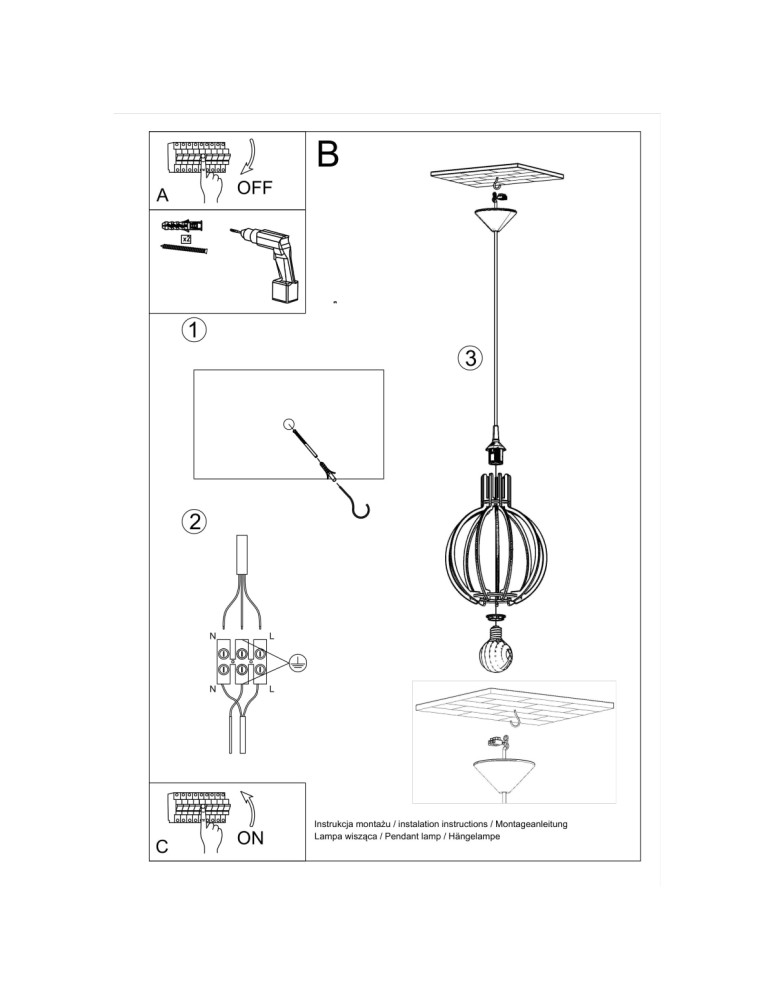 Pendant lamps - Sollux ARANCIA natural wood pendant lamp SL.0391 - product kolory-swiatla.pl 5