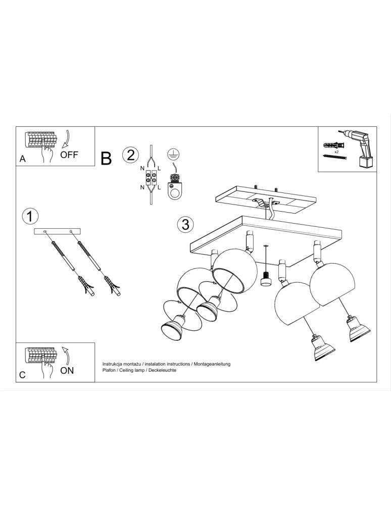 Ceiling lamps - Sollux Plafond OCULARE 4 white SL.0440 - product kolory-swiatla.pl 5