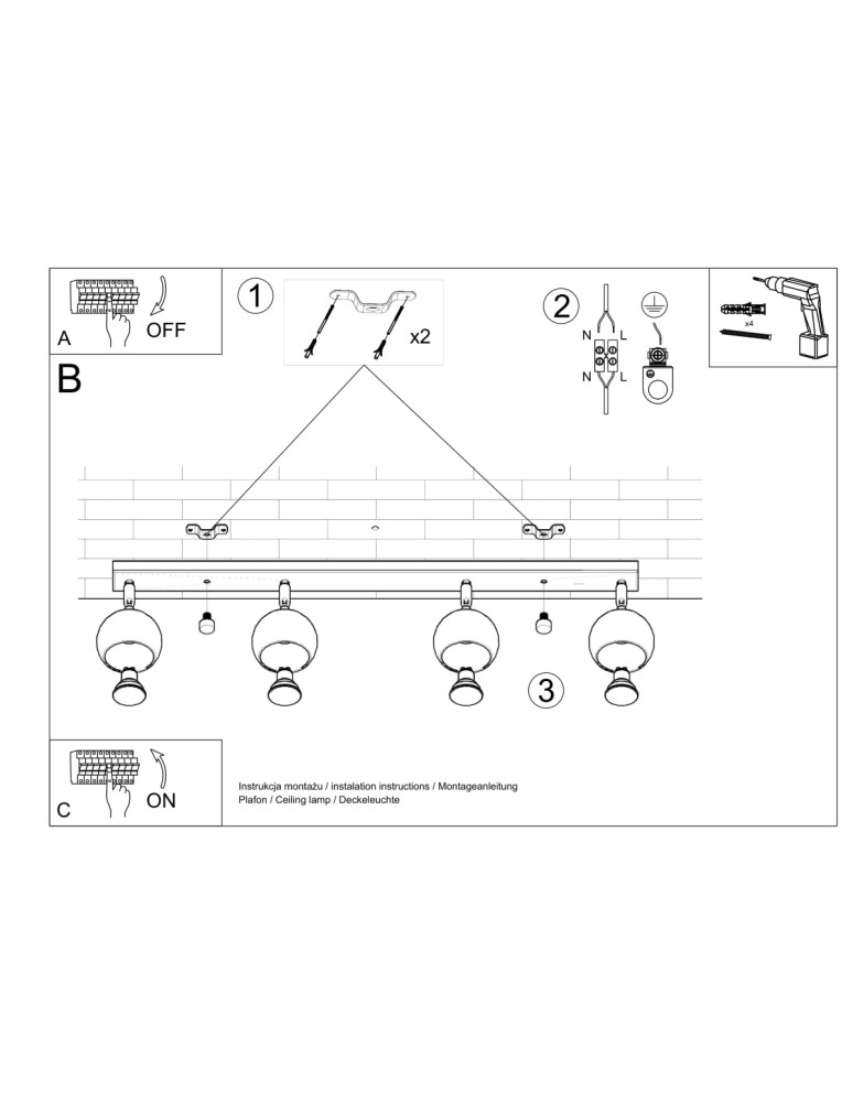Ceiling lamps - Sollux Plafond OCULARE 4L black SL.0447 - product kolory-swiatla.pl 5