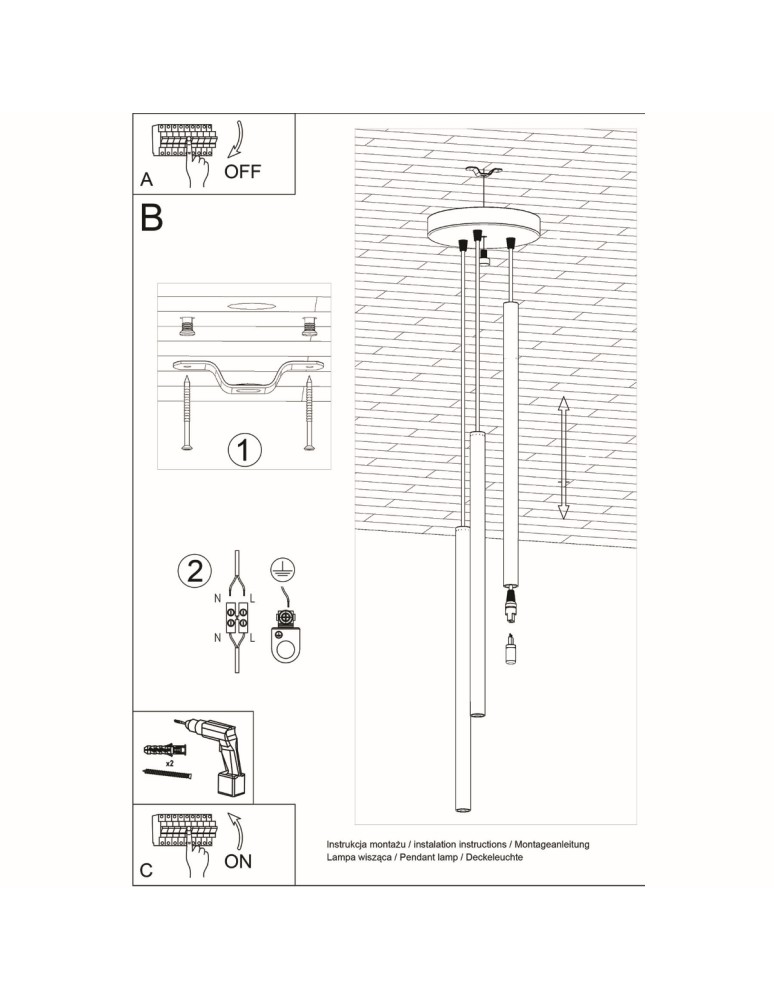 Pendant lamps - Sollux PASTELO 3P pendant lamp white SL.0467 - product kolory-swiatla.pl 5