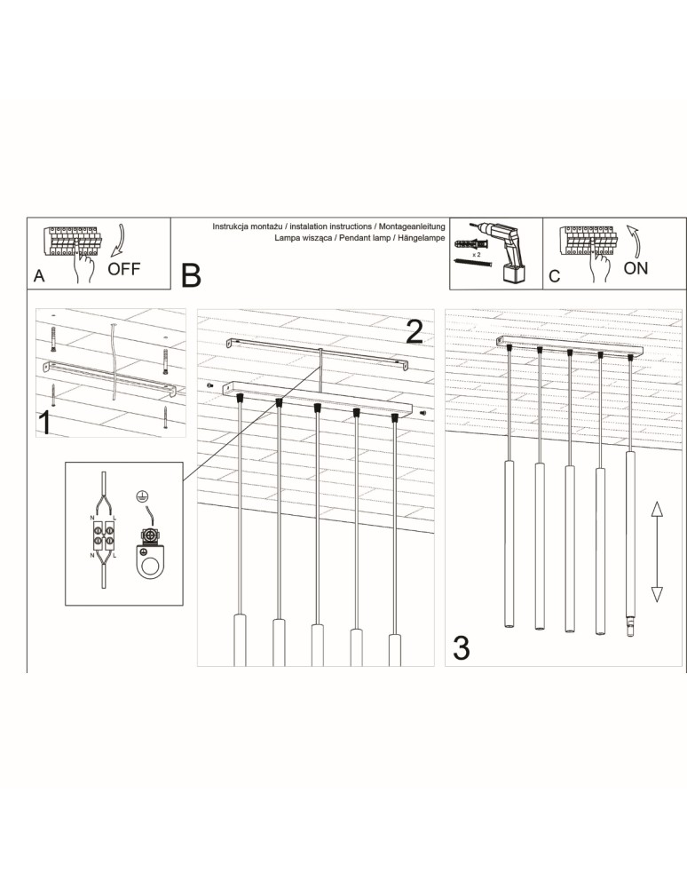 Pendant lamps - Sollux PASTELO 5 pendant lamp white SL.0468 - product kolory-swiatla.pl 5